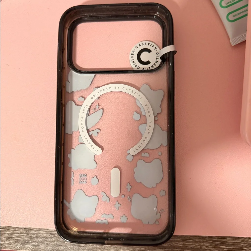 Casetify Clear Phone Case with Pastel Cartoon Dogs on Pink